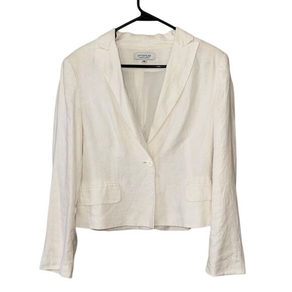 Emanuel Ungaro Women's White Linen Blazer Size 10 - Picture 1 of 7